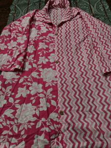 Pink Floral &amp; Zigzag Print Kurta