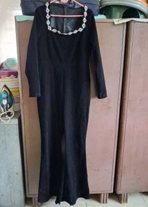 Elegant Black Velvet Jumpsuit