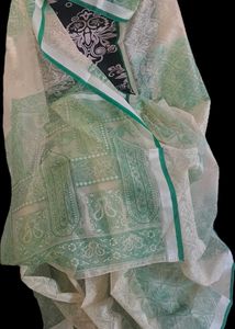 Green &off white Saree for Professional look