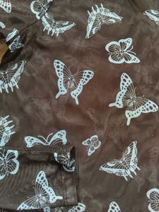 Black Butterfly Mesh Long Sleeve Top