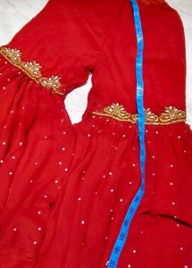Red & Gold Embellished Indian Dress