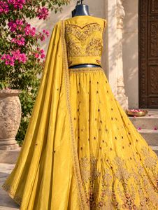Yellow Embroidered Lehenga Choli Set