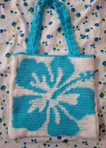 Handmade Crochet Flower Tote Bag