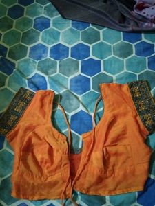 Orange Embroidered Silk Saree