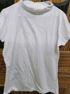 Turtle Neck White Top