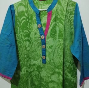 Shree Green Blue Kurta And Blu Kuta With Polka Dot