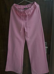 Pink Textured Button-Up Shirt and Pants Co-ord Set