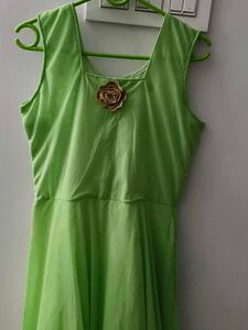 Green Dress with Floral Detail