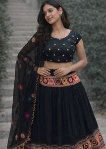 Black Embroidered Chaniya Choli Set