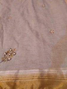 Cotton Work Saree With Stitched Blouse