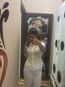 Chic White Ruched Button-Up Top