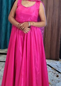 Beautiful Pink Ethnic Anarkali With Duppata