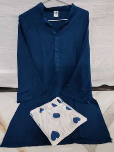 Blue Kurta with Heart Print Palazzos