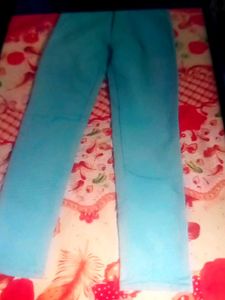 Aqua Blue Textured Pants