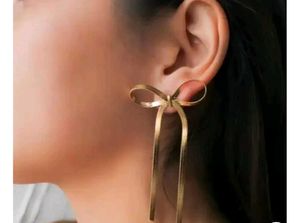 Gold Bow Drop Earrings