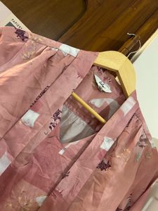Pink Floral Print Long Sleeve Blouse
