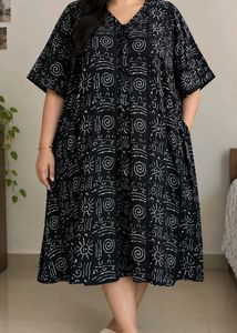 Black Sun & Swirl Print Midi Dress