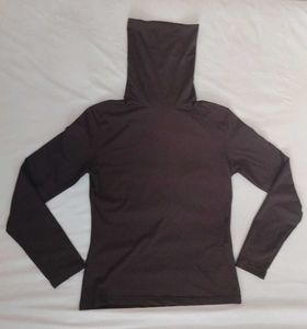 Dark Brown Turtleneck Long Sleeve Top