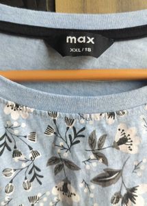 Blue Floral Print Long Sleeve Top