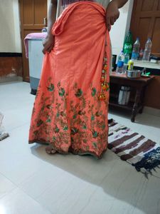 Elegant Embroidered Silk lengha