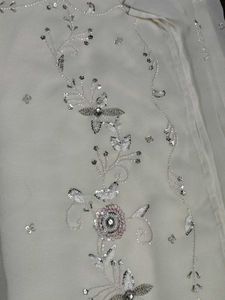 Embellished White Ethnic Saree