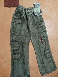 Kids Jeans &amp; Maroon Pants - 2 Pairs