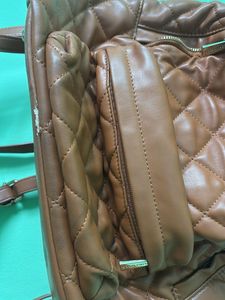 Quilted Brown Faux Leather Backpack
