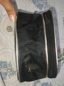 Black Cosmetic Pouch with Zipper