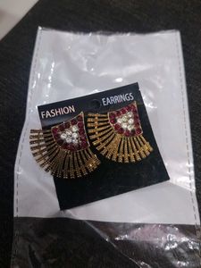 Statement Earrings: Gold & Red