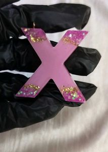 Pink Resin Letter X Charm