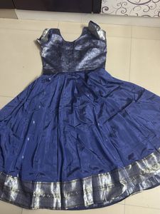 Elegant Blue Silk Ethnic Gown