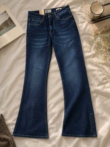 Y2K Blue Flared Slit Jeans | Size- 28