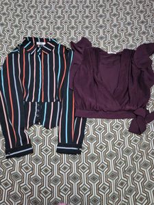 Chic Striped & Pleated Tops