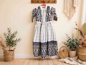 Bohemian White Ethnic Gown
