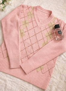 Pink Argyle V-Neck Sweater💗