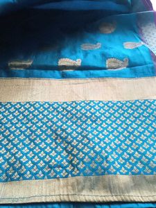 Beautiful blue Saree with mango degin