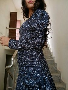 Chic Printed Puff Sleeve Mini Dress