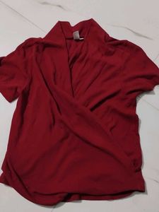 women side cut red top