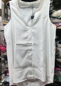 Elegant Beaded Neckline Sleeveless Top