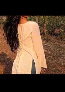 Desi corset back Cream Bell Sleeve Kurta