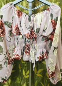 Floral Smocked Off-Shoulder Top