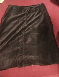 Brown Embroidered Velvet Mini Skirt