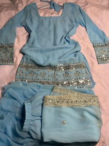 Beautiful Blue Embellished Kurta Set