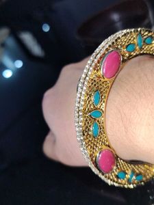 Exquisite Gold Bangle with Stones