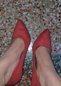 Chic Red Suede Stiletto Heels
