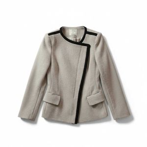 Chic Beige Blazer with Black Trim