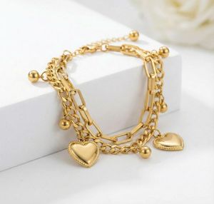 Chic Gold Layered Heart Bracelet