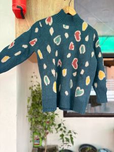 Cozy Heart Print Mock Neck Sweater