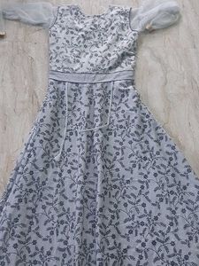 Elegant Grey Embroidered Gown