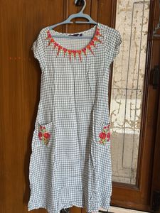 Beautiful Embroidered Checkered Dress